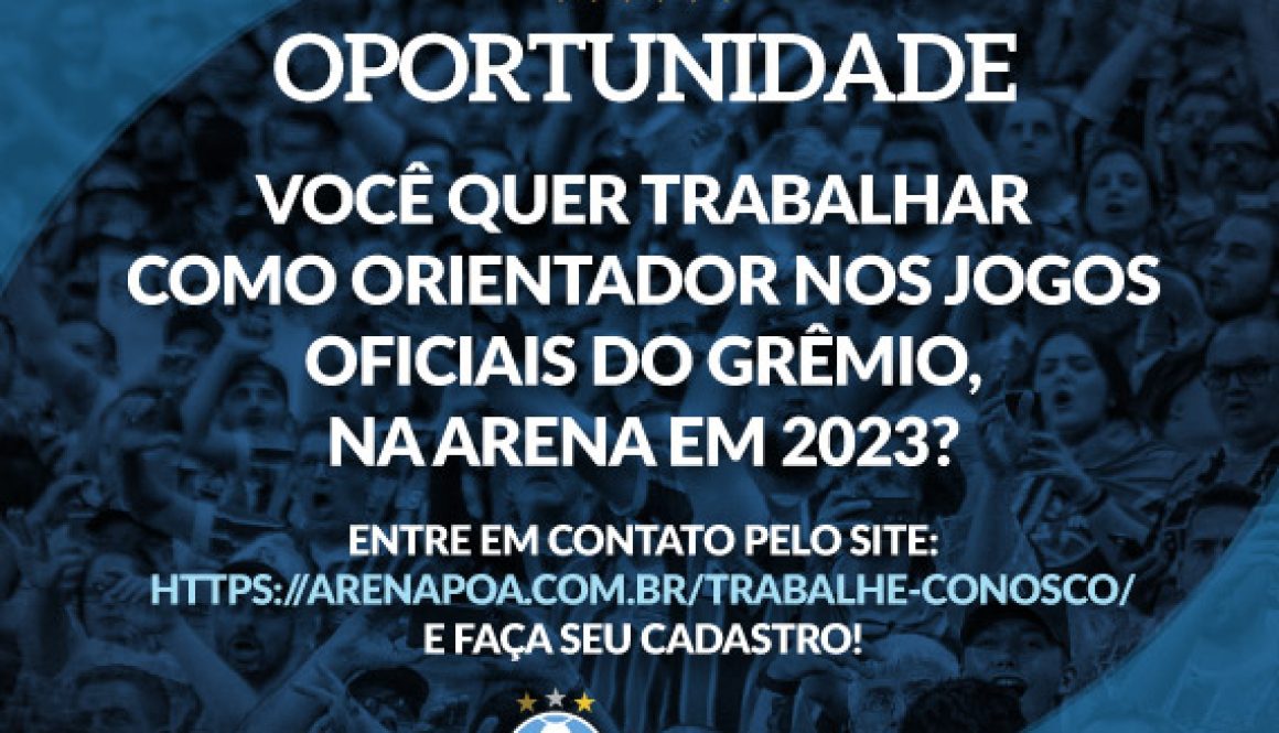 Tem oportunidade para atuar como autônomo na Arena do Grêmio! Tem oportunidade para atuar como autônomo na Arena do Grêmio!